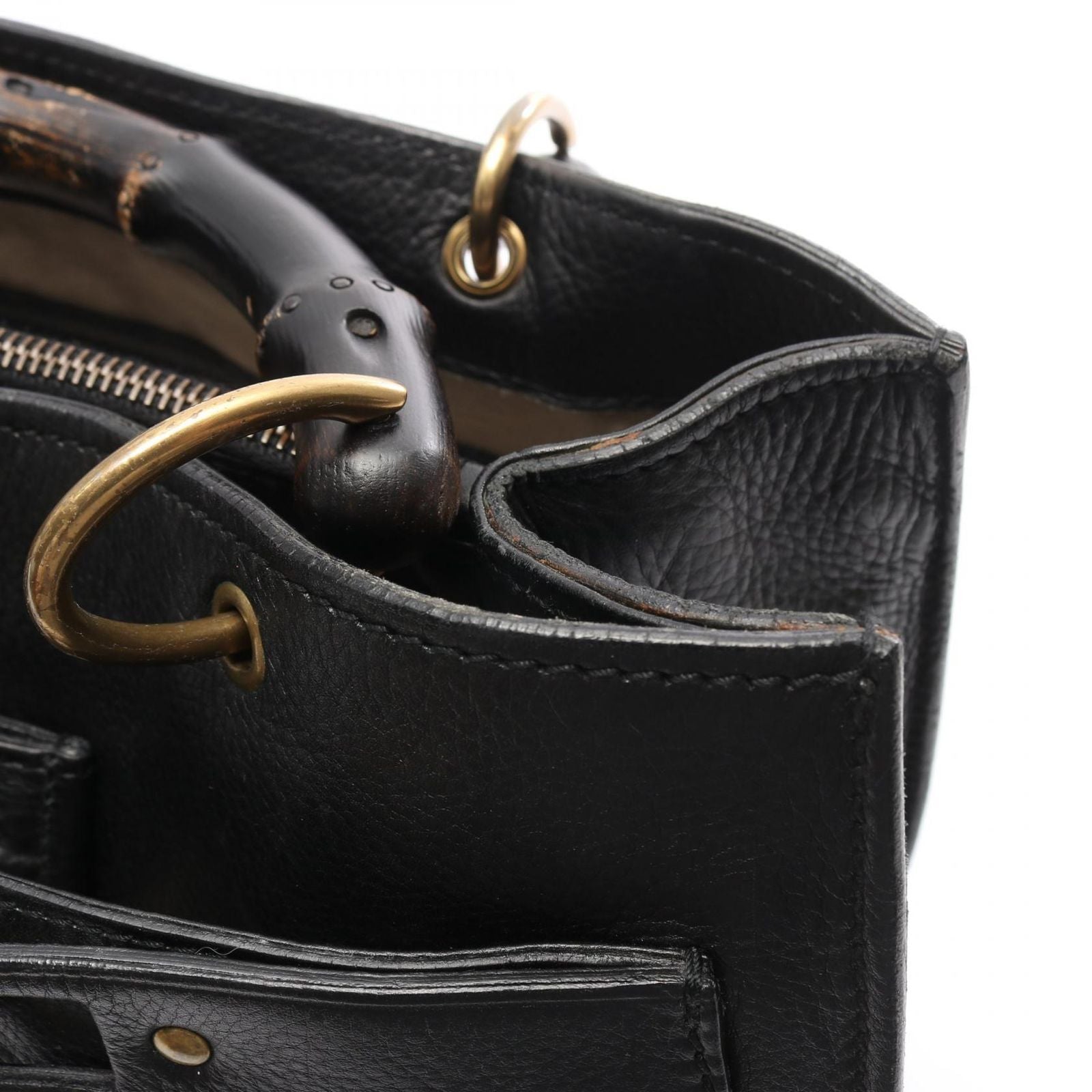 Gucci Handbag Bamboo Black Leather Tote — view 6