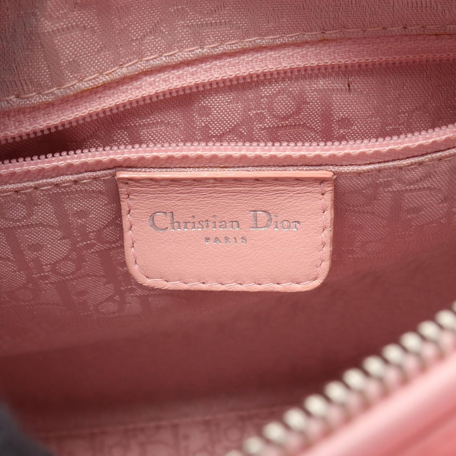 Dior Handbag Lady Dior 2-Way Pink Leather Cannage Tote — view 4