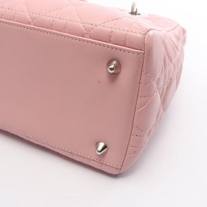 Dior Handbag Lady Dior 2-Way Pink Leather Cannage Tote — view 6