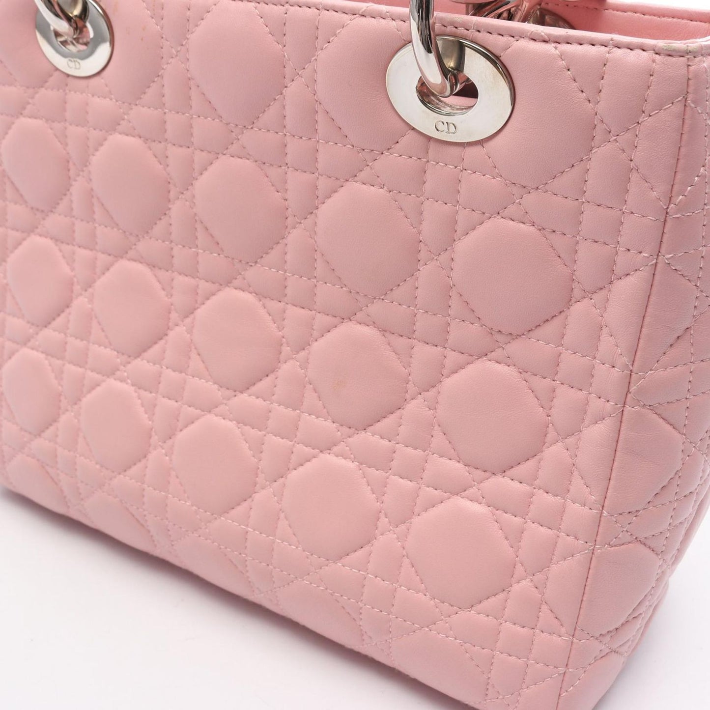 Dior Handbag Lady Dior 2-Way Pink Leather Cannage Tote — view 7