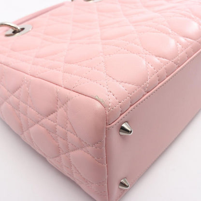 Dior Handbag Lady Dior 2-Way Pink Leather Cannage Tote — view 5