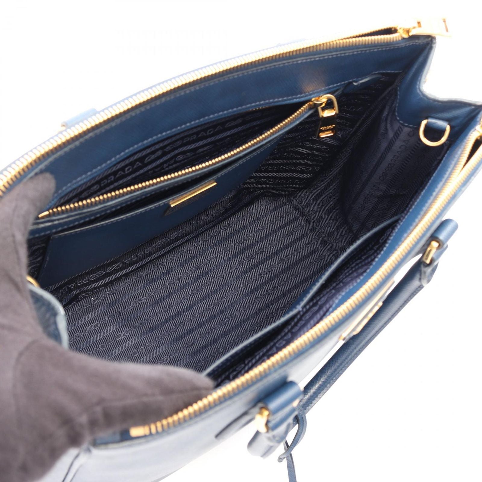 Prada Handbag Saffiano Lux Galleria 2-Way Blue Leather Tote — view 3