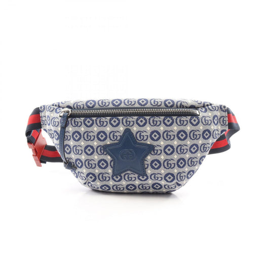 Gucci Waist Bag Children GG Logo Kids Blue Canvas Leather Star