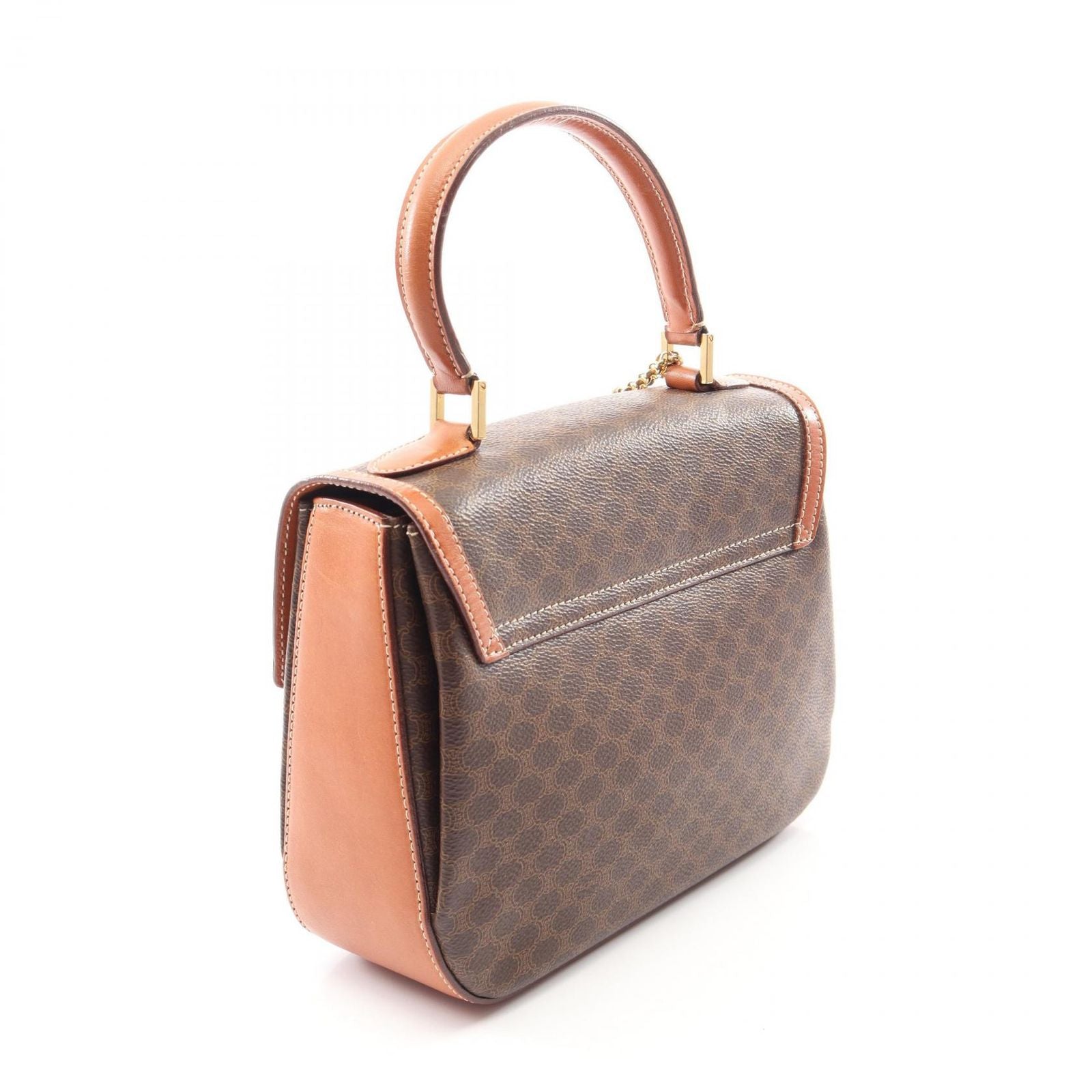 Celine Handbag Macadam 2-Way Dark Brown Canvas Leather Top Handle — view 2