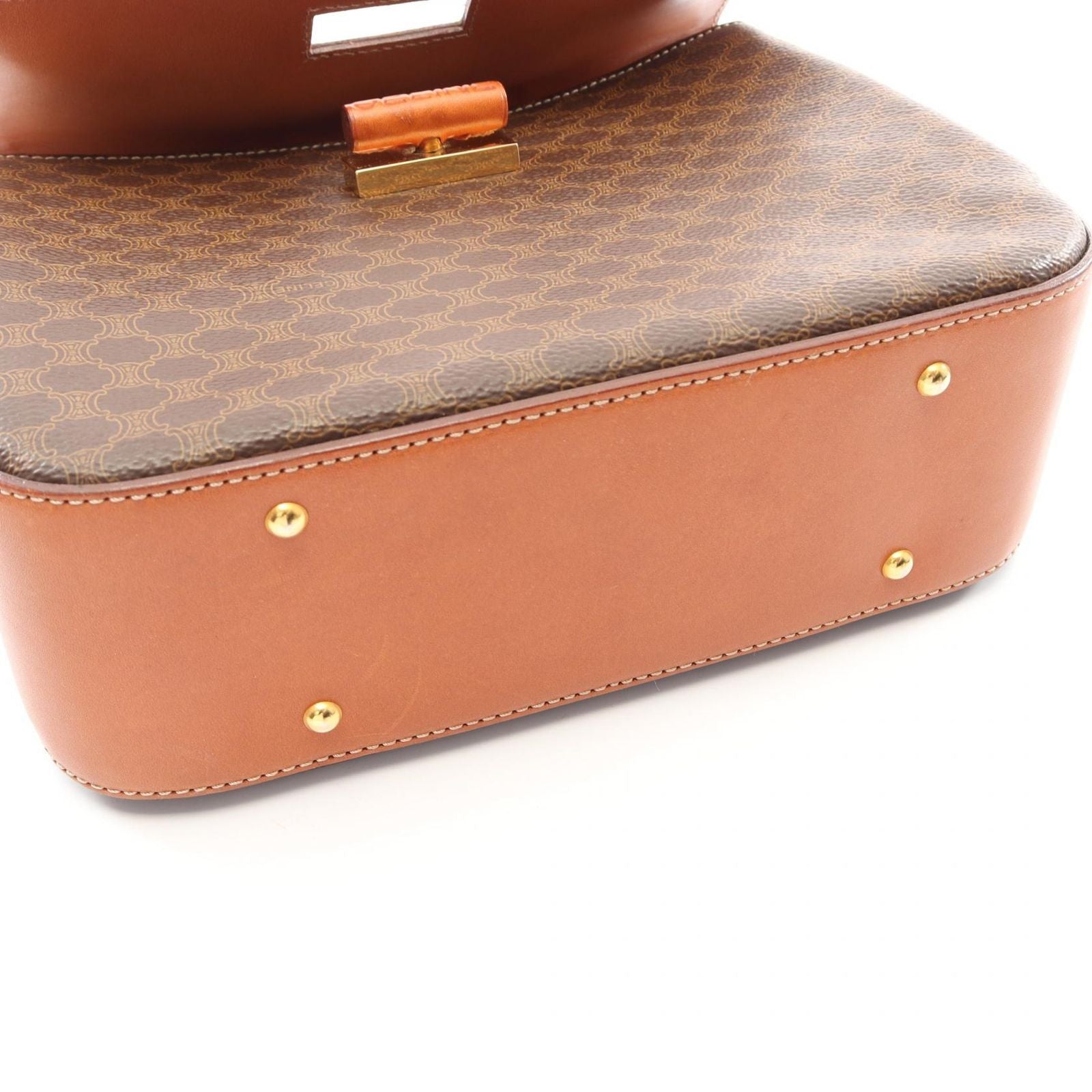 Celine Handbag Macadam 2-Way Dark Brown Canvas Leather Top Handle — view 9