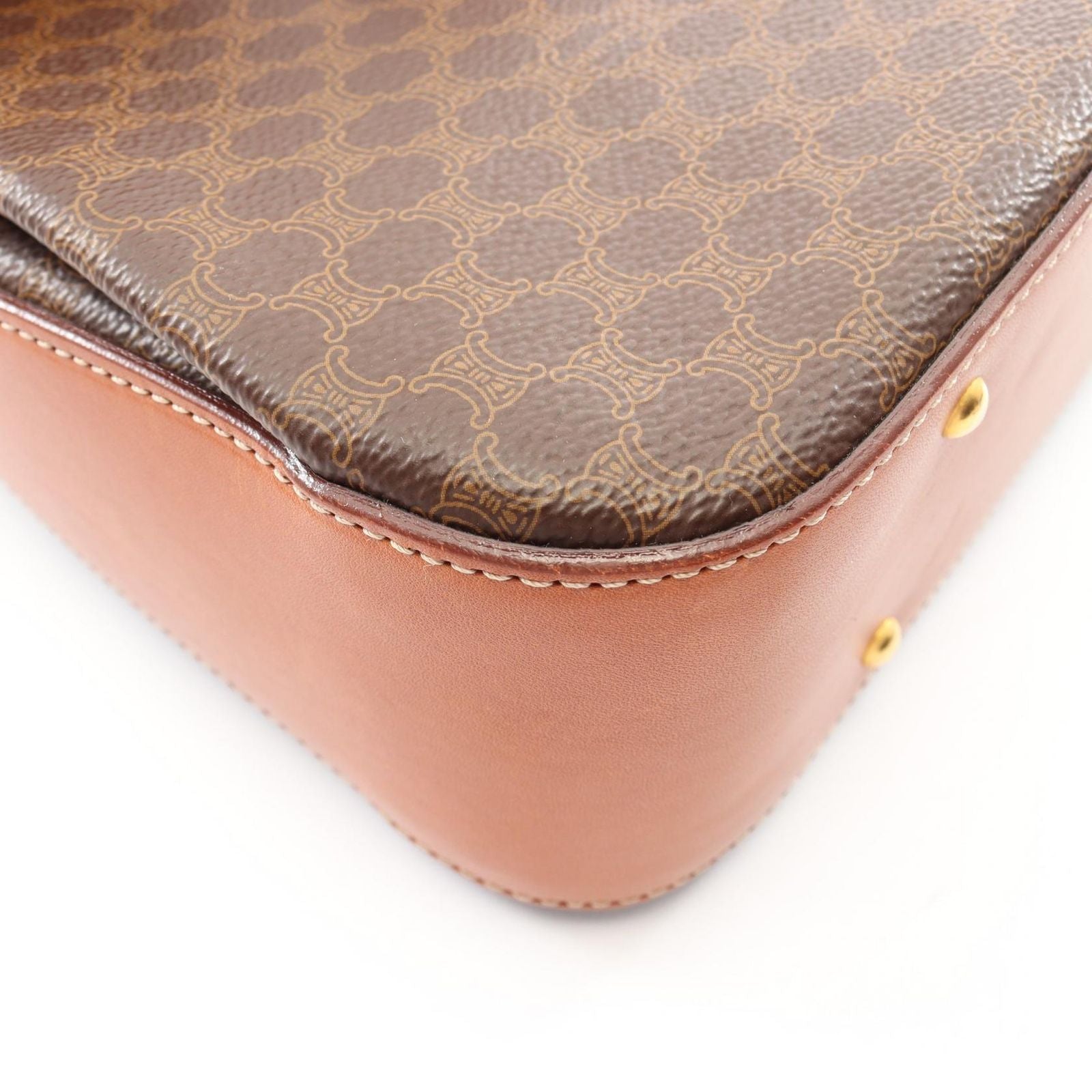 Celine Handbag Macadam 2-Way Dark Brown Canvas Leather Top Handle — view 8