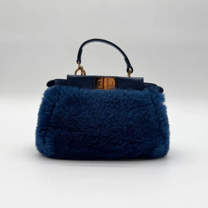 Fendi Shoulder Bag Micro Peekaboo Shearling Blue — view 2
