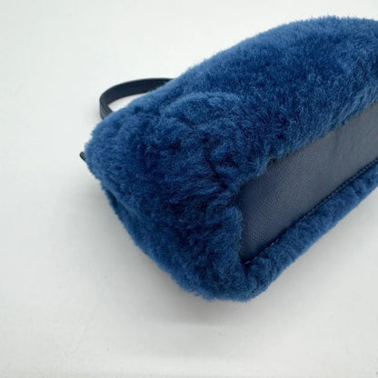 Fendi Shoulder Bag Micro Peekaboo Shearling Blue — view 7