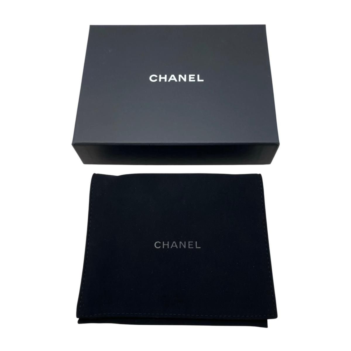 Chanel Card Case Coin Purse Quilted CC Logo Caviar Leather Black Gold — view 8