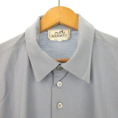 Hermes Polo Shirt Short Sleeve Cotton Orange Box M Light Blue — view 3