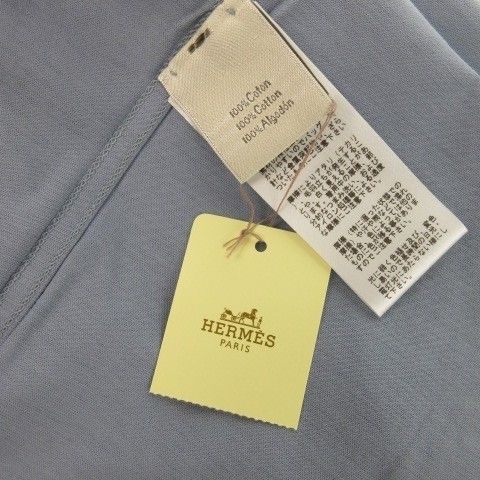 Hermes Polo Shirt Short Sleeve Cotton Orange Box M Light Blue — view 6