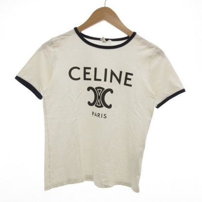Celine Triomphe Print T-Shirt Cotton Jersey Short Sleeve XS Off White