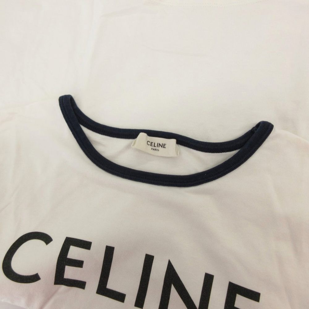 Celine Triomphe Print T-Shirt Cotton Jersey Short Sleeve XS Off White — view 4