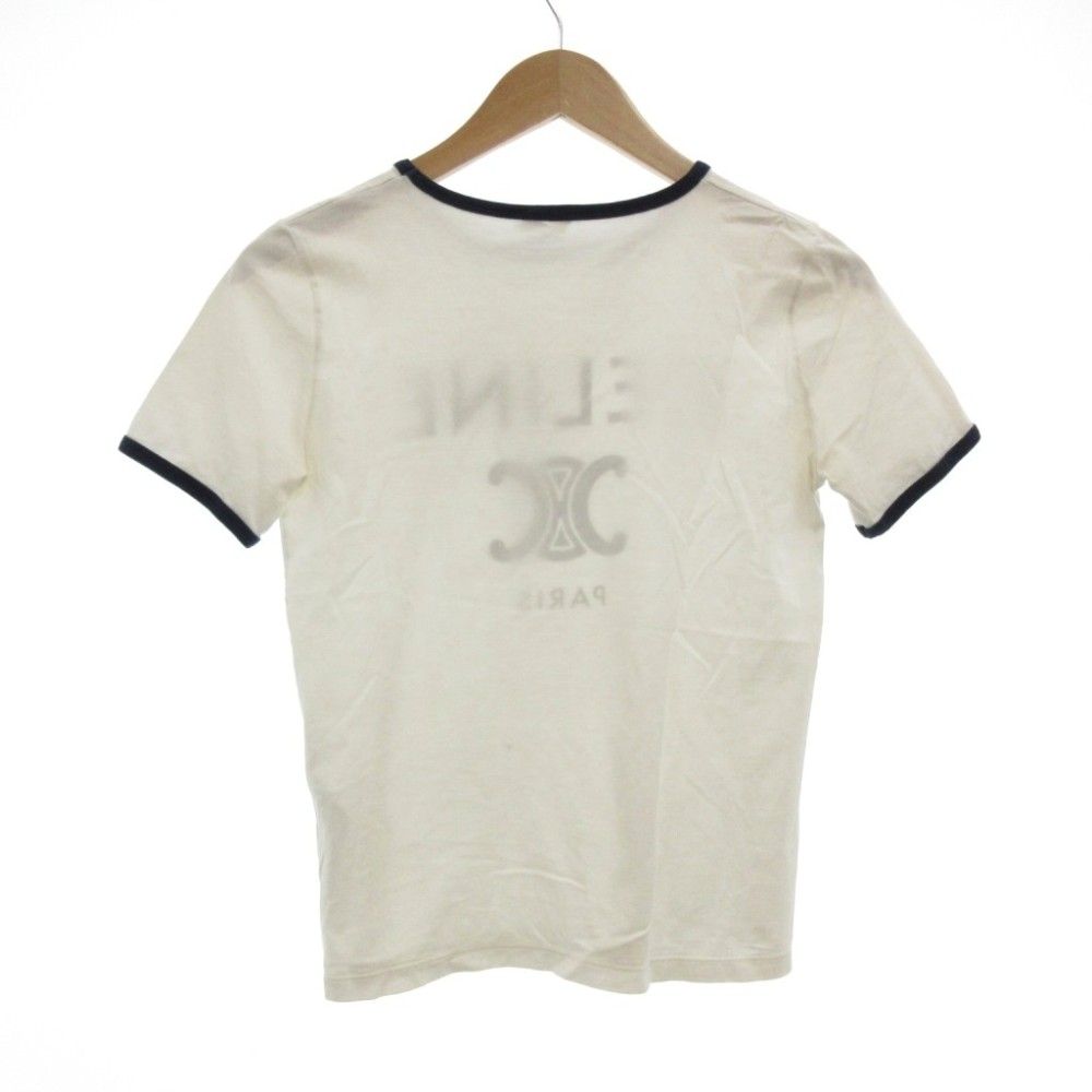Celine Triomphe Print T-Shirt Cotton Jersey Short Sleeve XS Off White — view 2