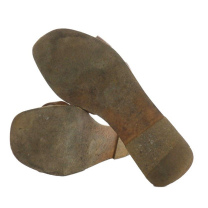 Hermes Oran Sandals Leather Open Toe Flat 38 Brown — view 6