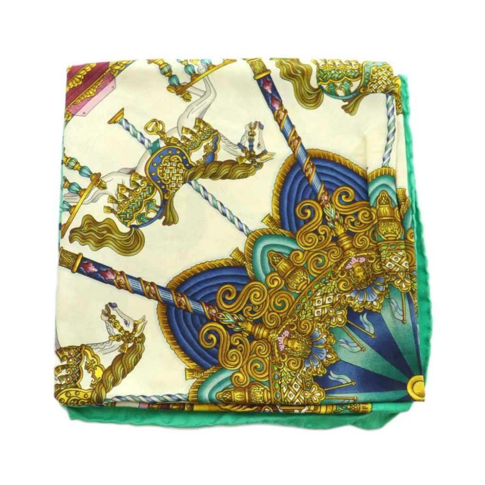 Hermes Carre 90 Luna Park Amusement Scarf Silk All Over Pattern Green — view 2