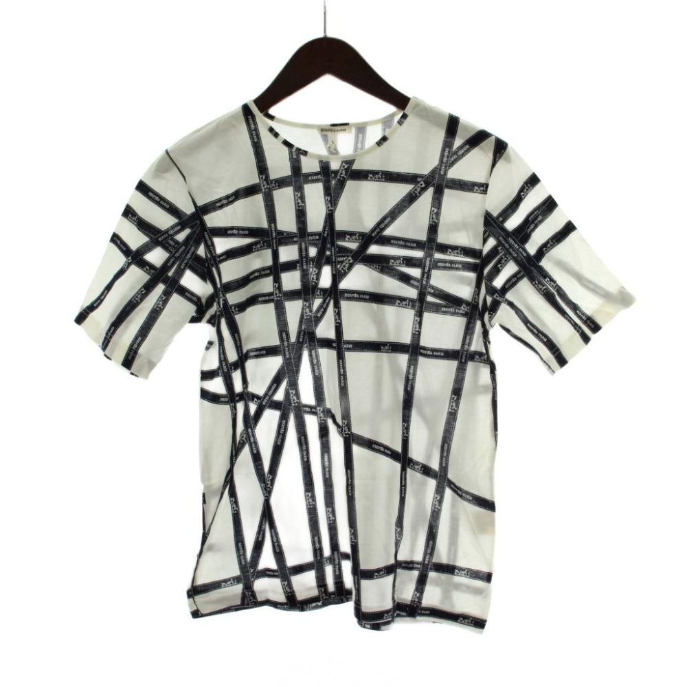 Hermes Bolduc Pattern Martin Margiela Era T-Shirt L White Navy Short Sleeve