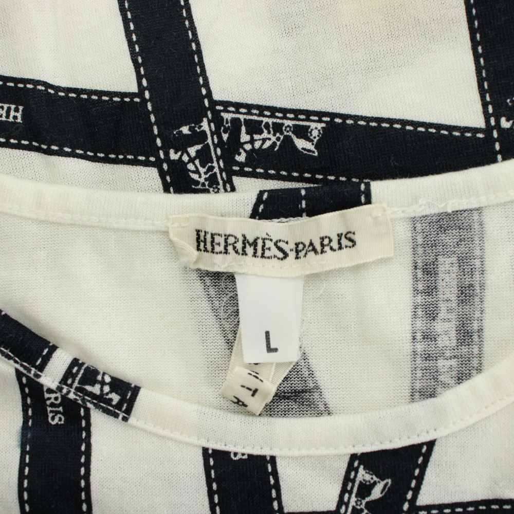 Hermes Bolduc Pattern Martin Margiela Era T-Shirt L White Navy Short Sleeve — view 3