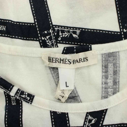 Hermes Bolduc Pattern Martin Margiela Era T-Shirt L White Navy Short Sleeve — view 3