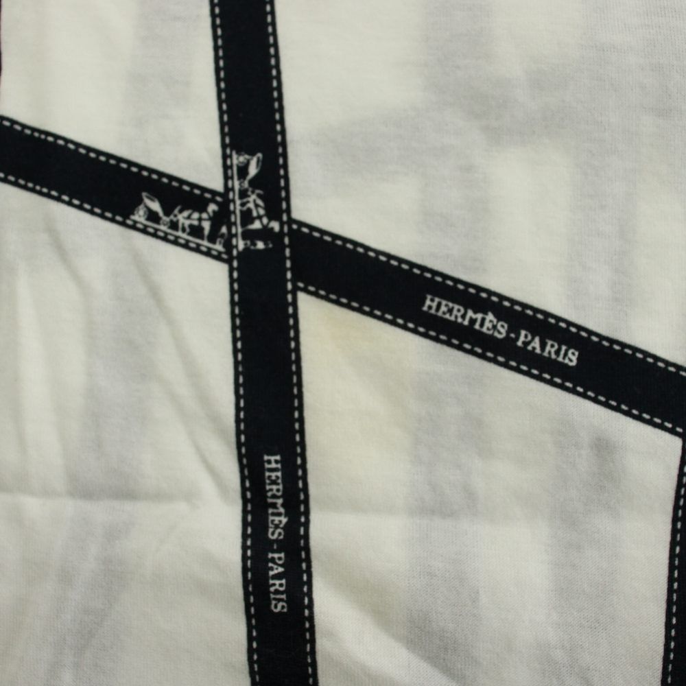 Hermes Bolduc Pattern Martin Margiela Era T-Shirt L White Navy Short Sleeve — view 6
