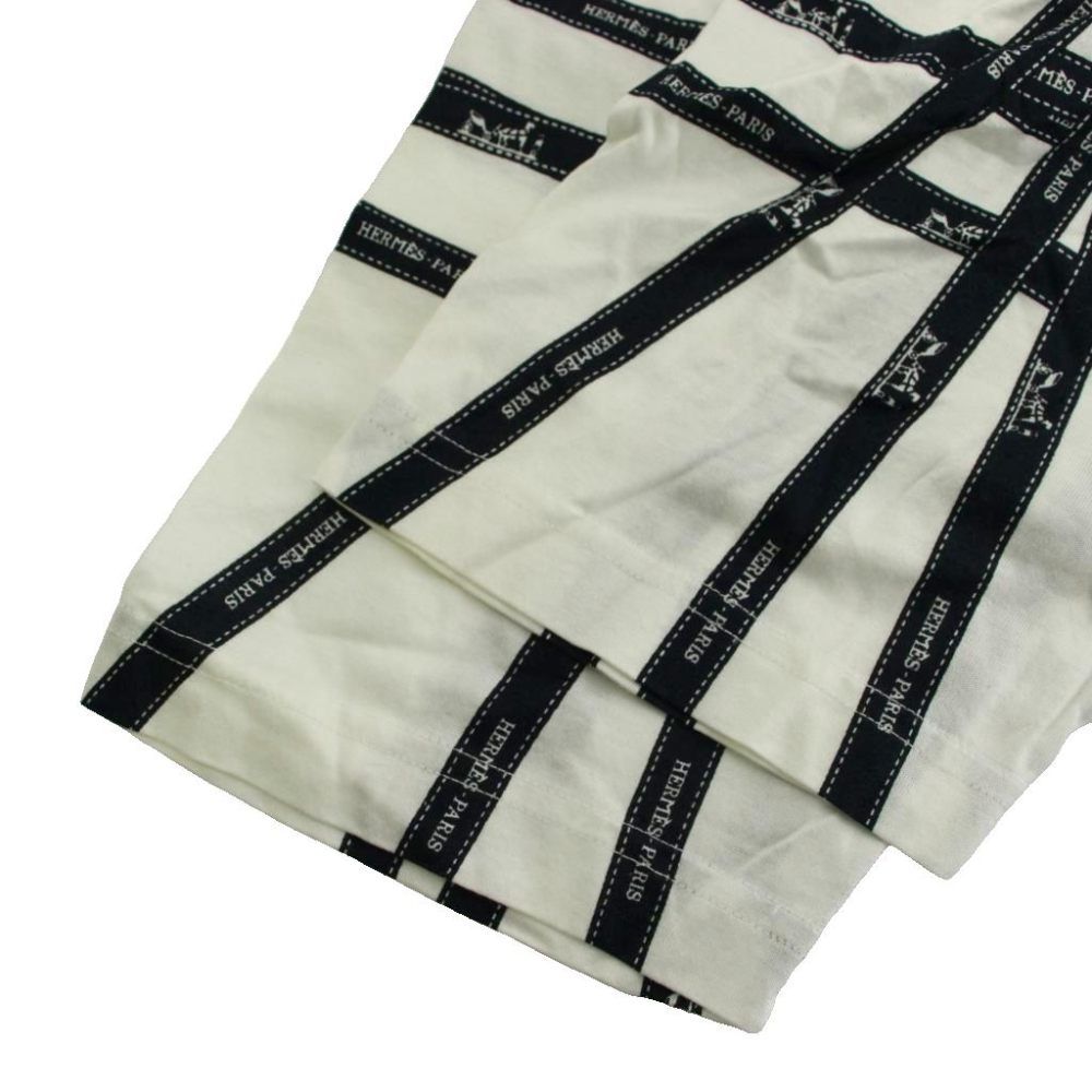 Hermes Bolduc Pattern Martin Margiela Era T-Shirt L White Navy Short Sleeve — view 4