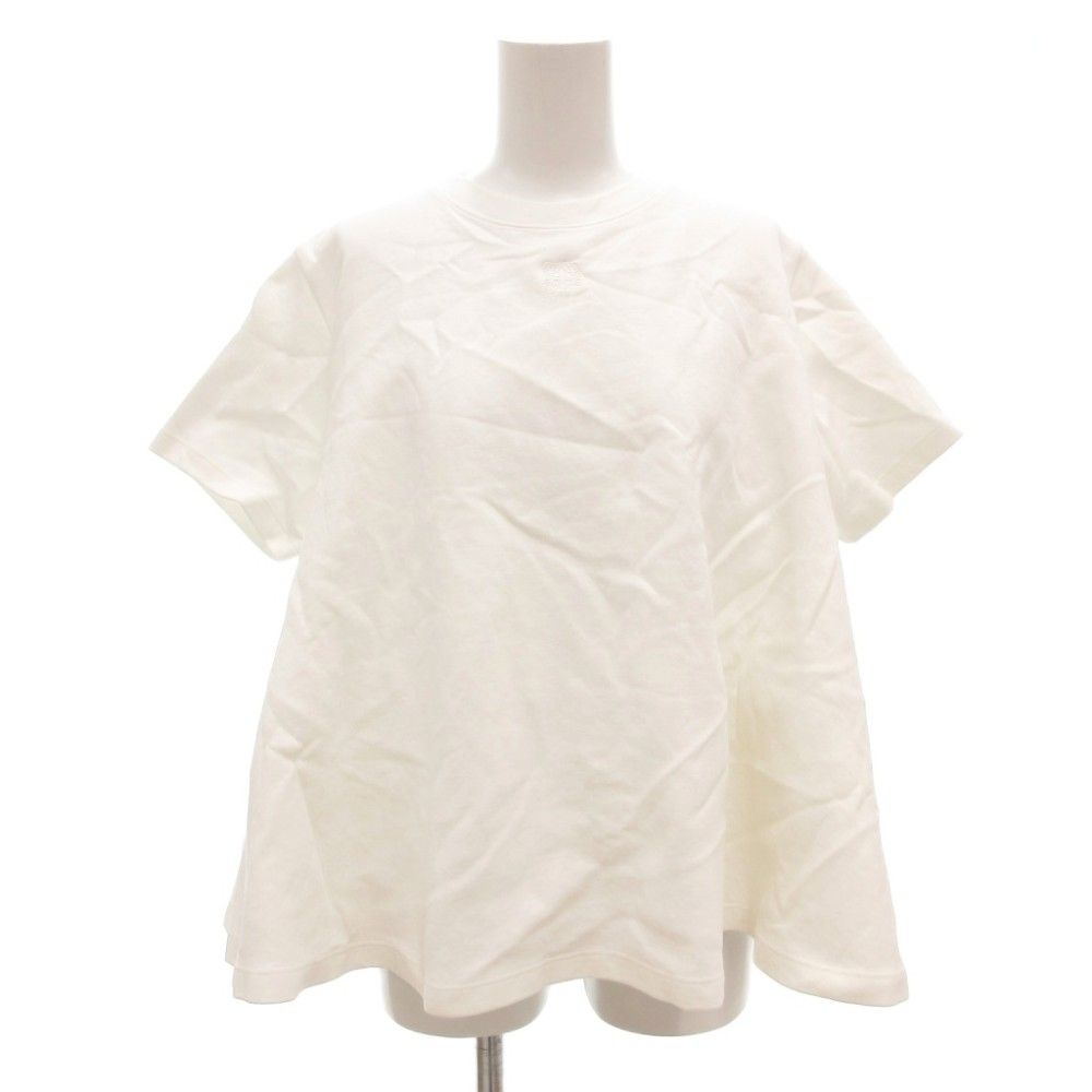 Loewe Top T-Shirt Short Sleeve Anagram Embroidery Logo Kuru Neck White AE
