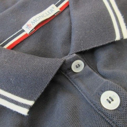 Moncler Maglia Polo Manica Corta Shirt Short Sleeve Pique Logo Navy — view 4
