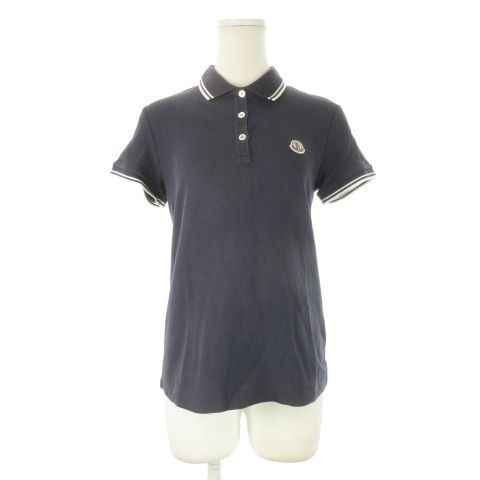 Moncler Maglia Polo Manica Corta Shirt Short Sleeve Pique Logo Navy