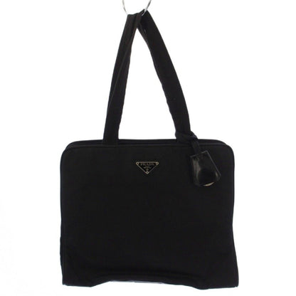Prada Tote Triangle Plate Logo Nylon Black