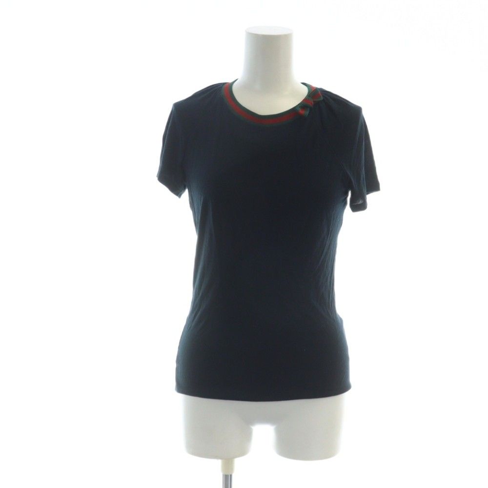 Gucci T-Shirt Short Sleeve Ribbon Sherry Line Logo Light Hands XS Navy