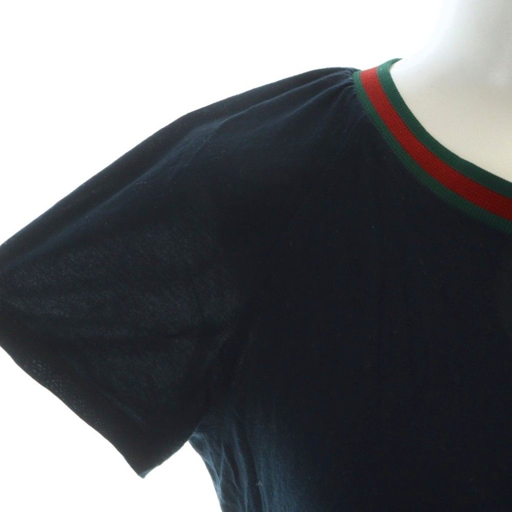 Gucci T-Shirt Short Sleeve Ribbon Sherry Line Logo Light Hands XS Navy — view 5