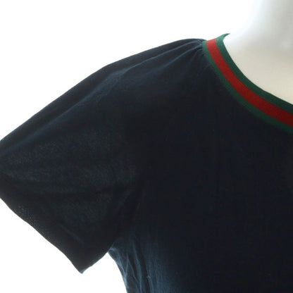 Gucci T-Shirt Short Sleeve Ribbon Sherry Line Logo Light Hands XS Navy — view 5