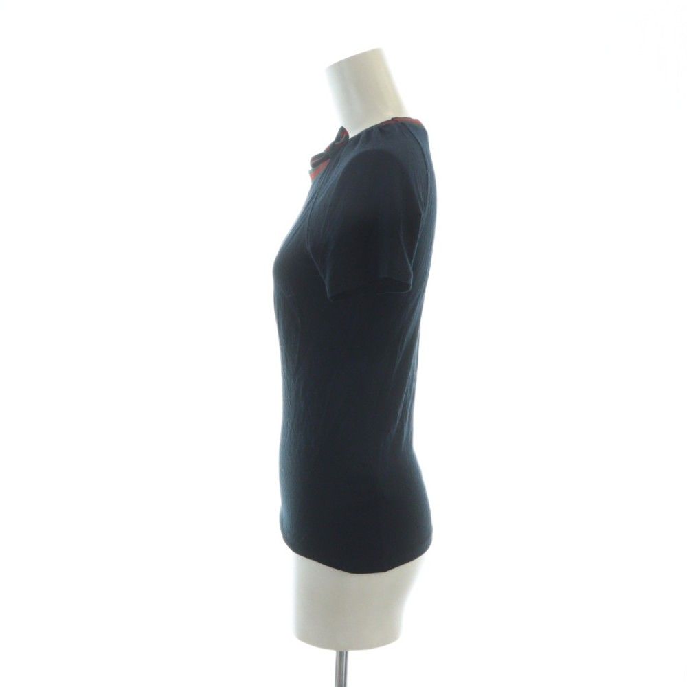 Gucci T-Shirt Short Sleeve Ribbon Sherry Line Logo Light Hands XS Navy — view 3