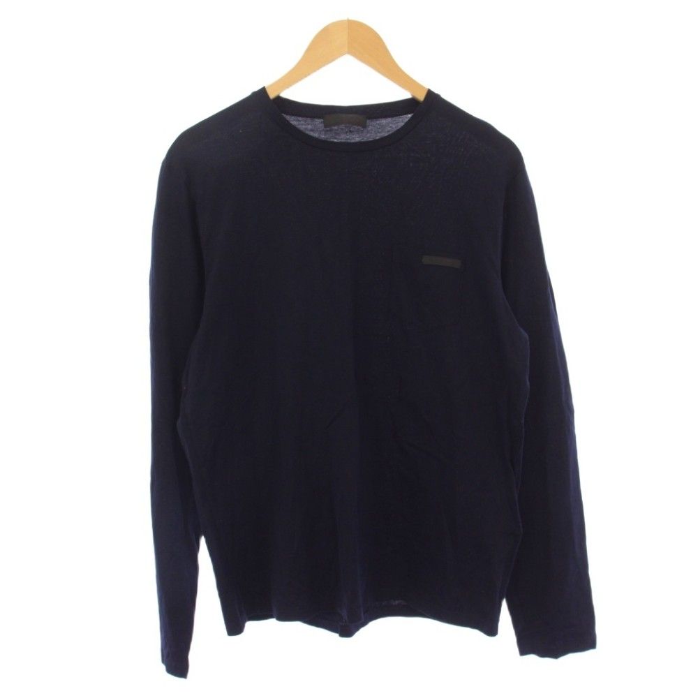 Prada T-Shirt Long Sleeve Crew Neck L Navy Blue