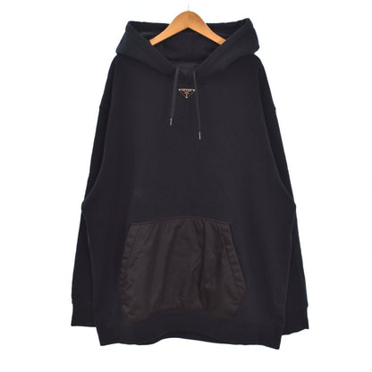 Prada Hoodie Re-Nylon Triangle Logo Hood Nylon Trim XXL Black