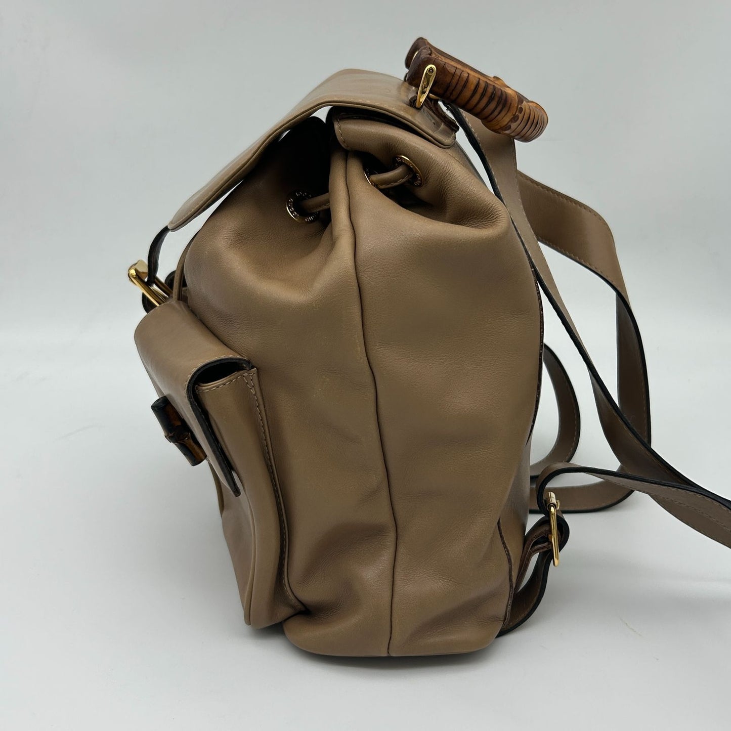 Gucci Bamboo Backpack Shoulder Bag Beige Brown — view 4