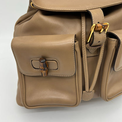 Gucci Bamboo Backpack Shoulder Bag Beige Brown — view 8