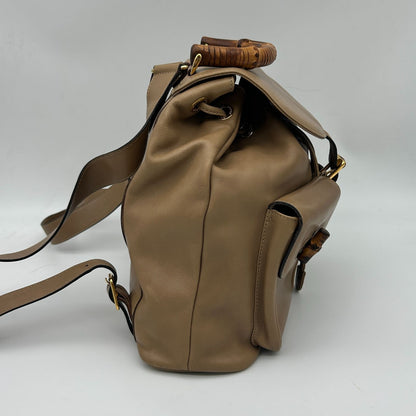 Gucci Bamboo Backpack Shoulder Bag Beige Brown — view 3