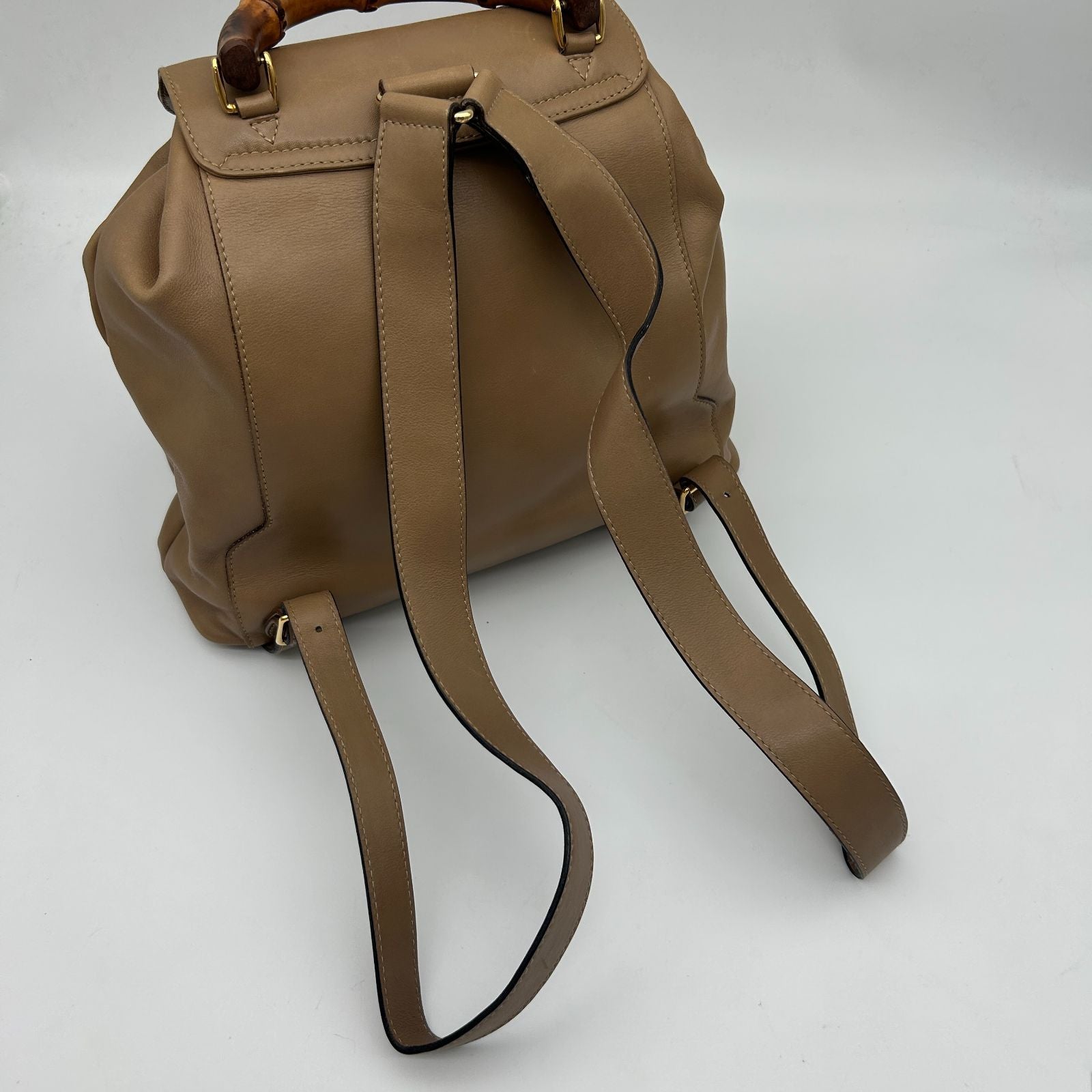 Gucci Bamboo Backpack Shoulder Bag Beige Brown — view 6