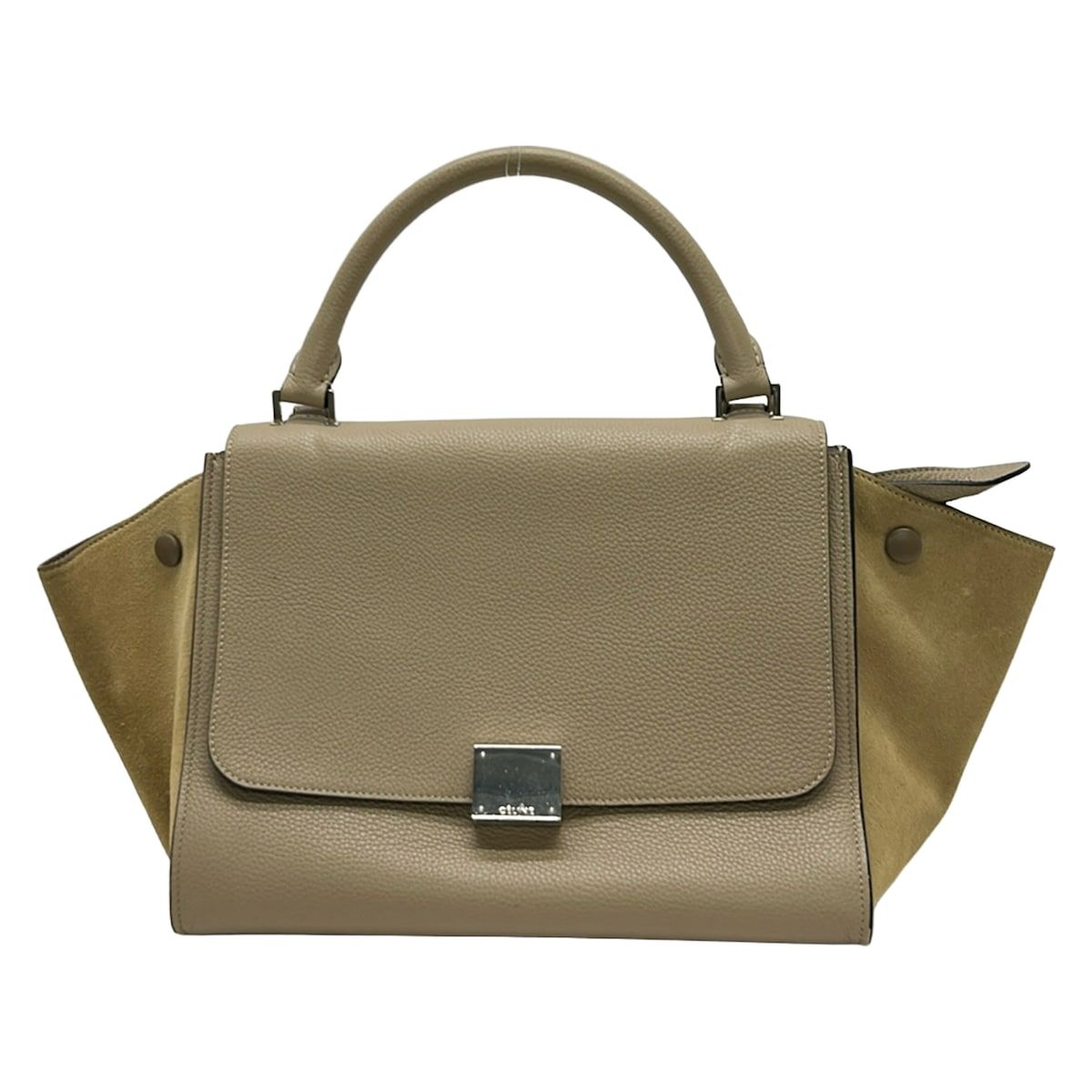 Celine Handbag Zusumo Gray Beige Leather