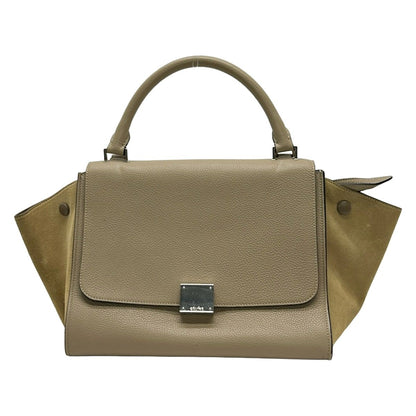 Celine Handbag Zusumo Gray Beige Leather