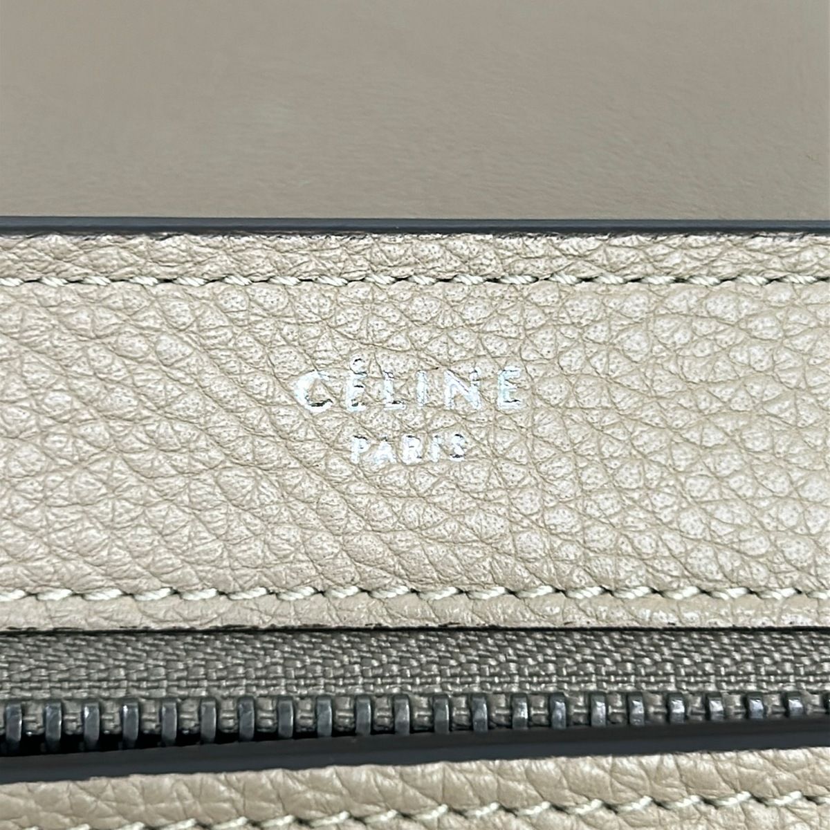 Celine Handbag Zusumo Gray Beige Leather — view 9