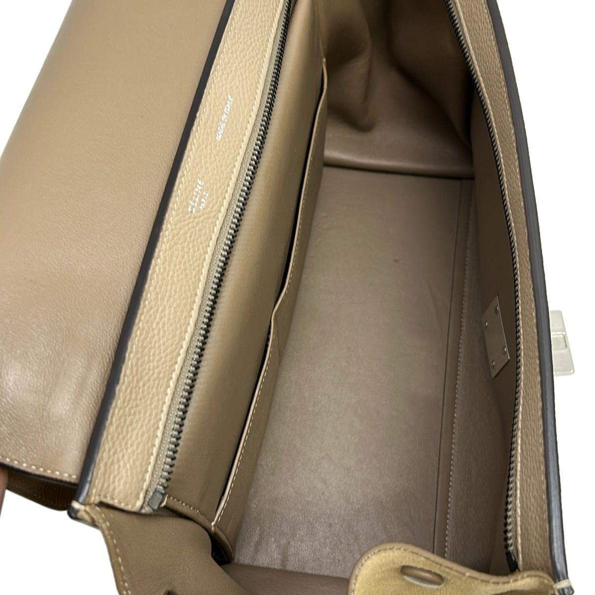 Celine Handbag Zusumo Gray Beige Leather — view 7