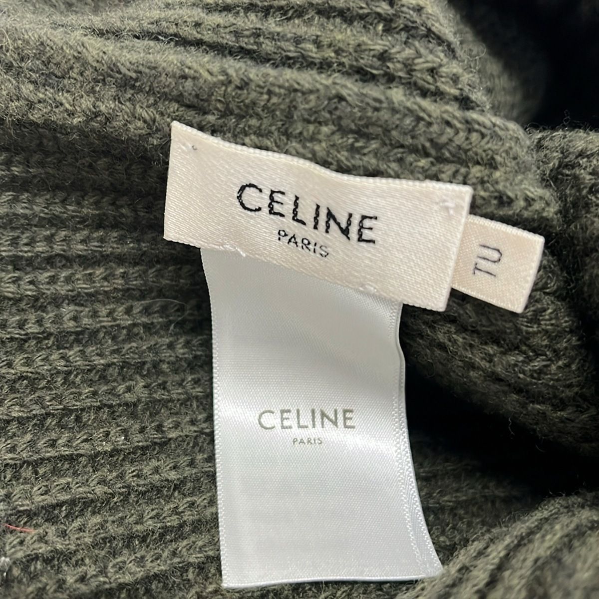 Celine Knit Hat Dark Green Ivory Wool — view 4