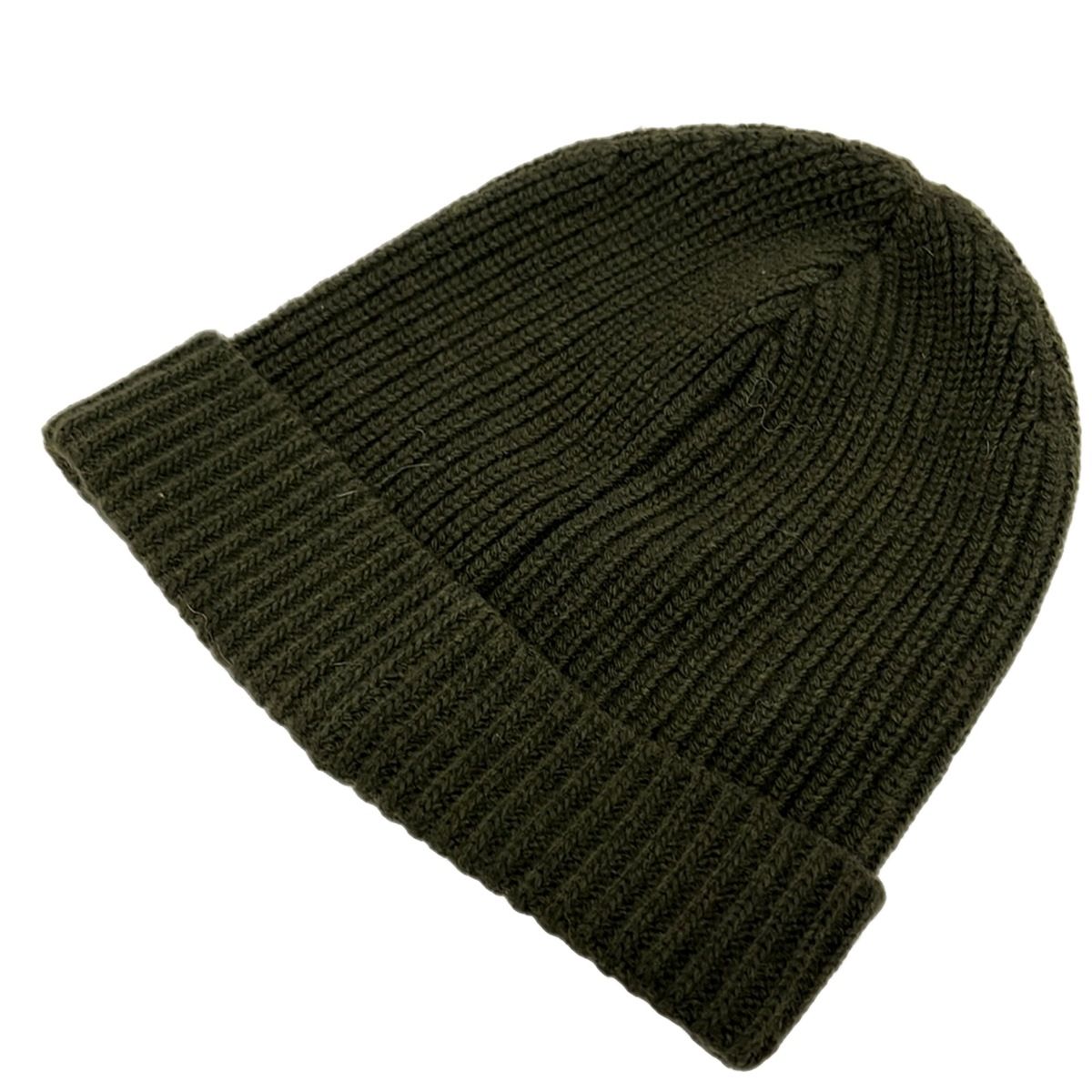 Celine Knit Hat Dark Green Ivory Wool — view 2