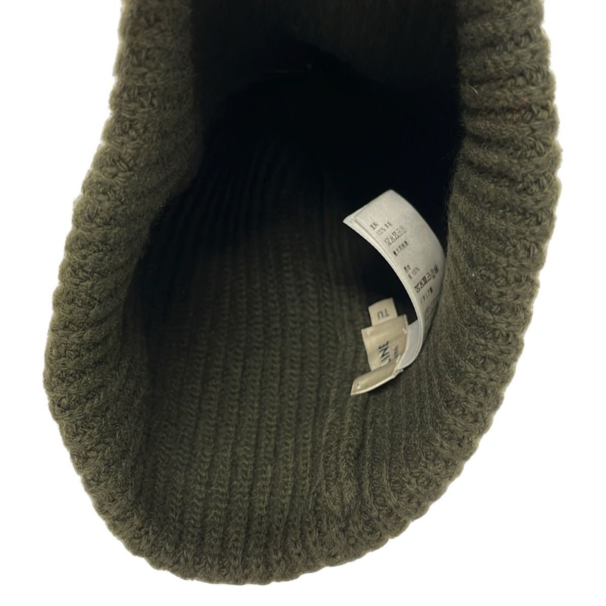 Celine Knit Hat Dark Green Ivory Wool — view 3