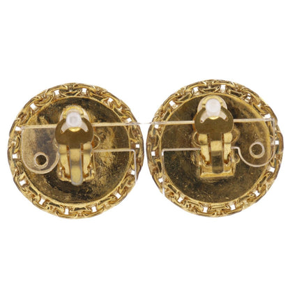 Chanel CC Logo Vintage Gold Plated Plastic Black Earrings — view 3