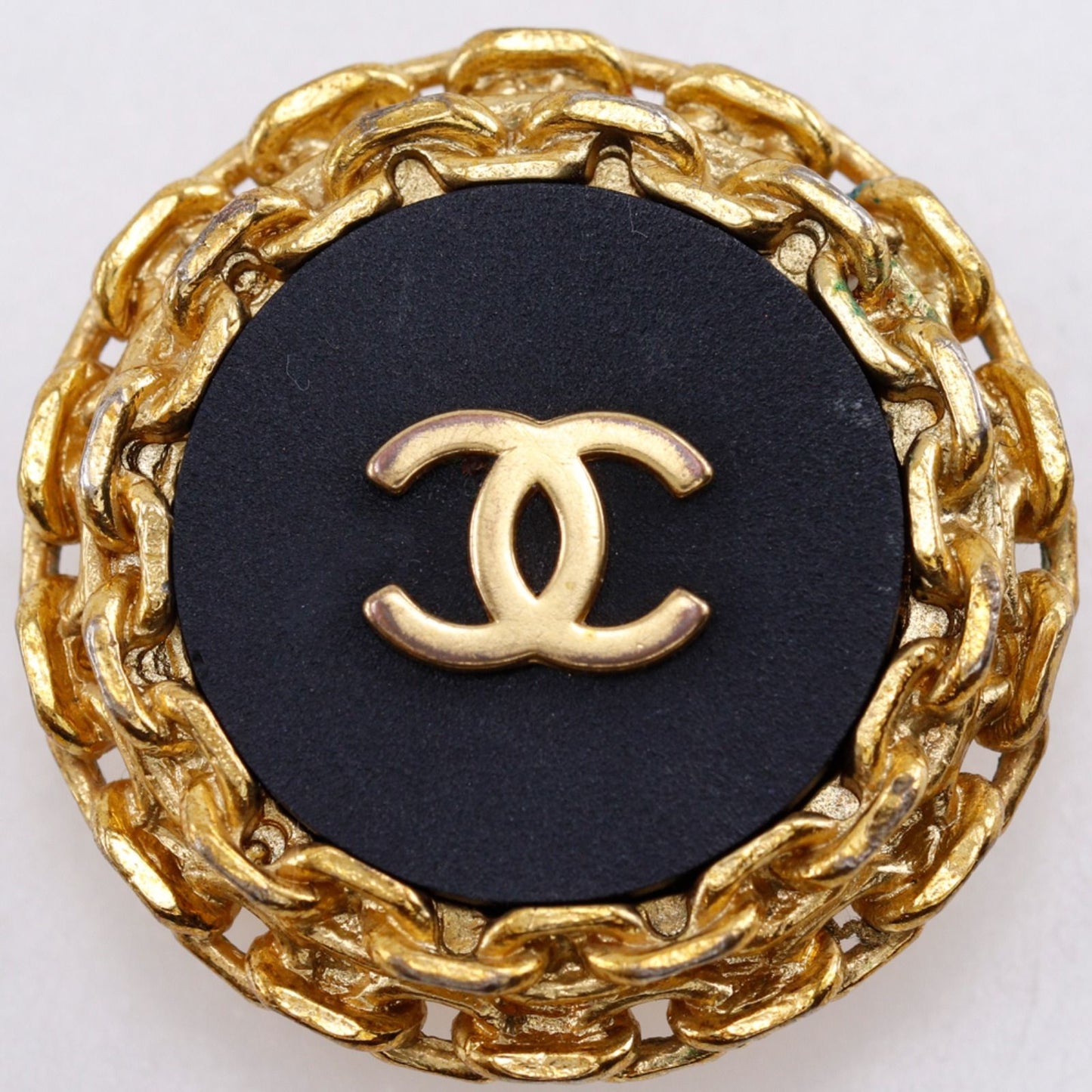 Chanel CC Logo Vintage Gold Plated Plastic Black Earrings — view 7