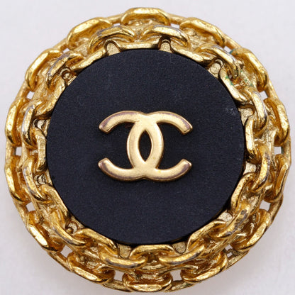 Chanel CC Logo Vintage Gold Plated Plastic Black Earrings — view 7