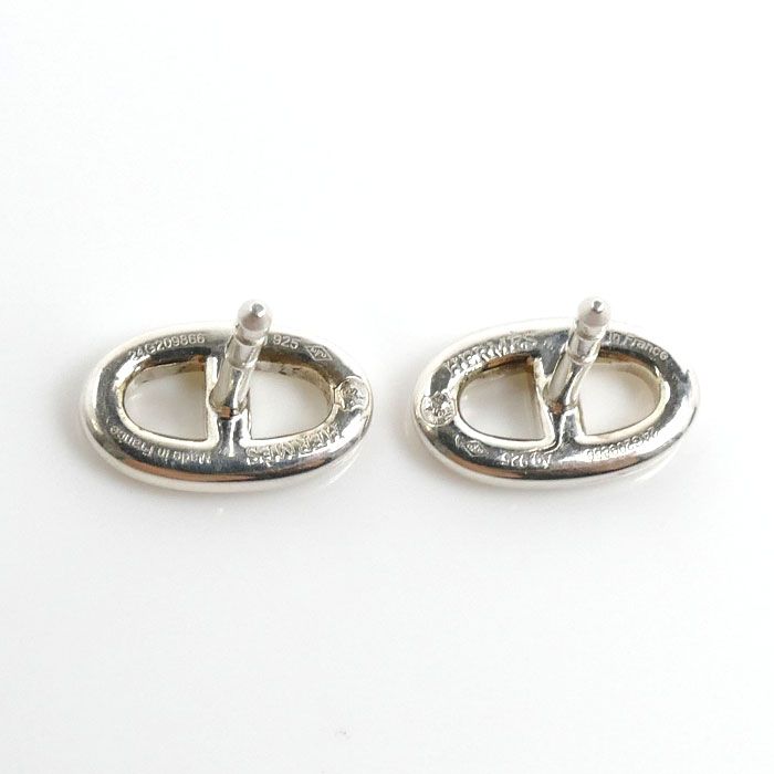 Hermes 925 Sterling Silver Chaine D'ancre Farandole TPM Earrings — view 5